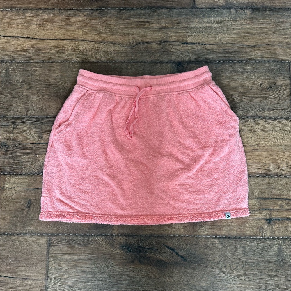 Pink Terry Cloth Mini Skirt with Drawstring Waist